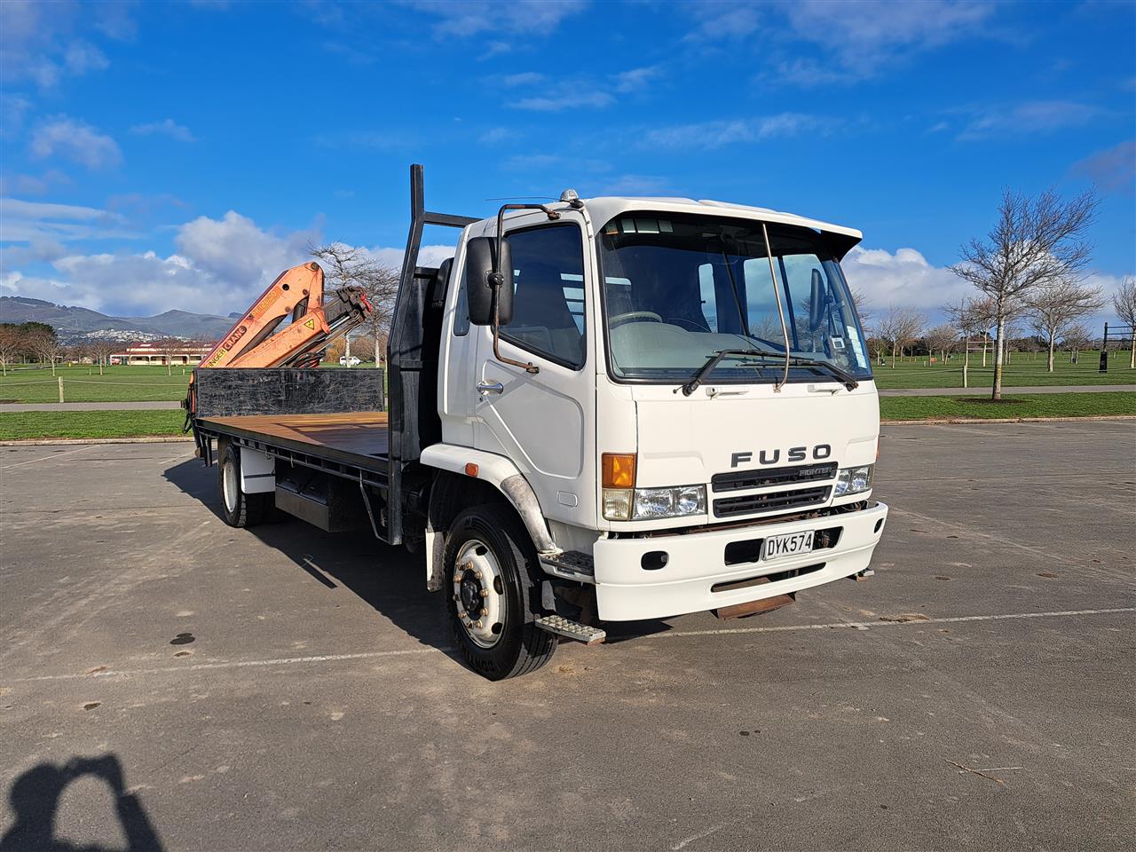 2007 FUSO FIGHTER - 4x2 Flat deck with PK12000 rear mount crane